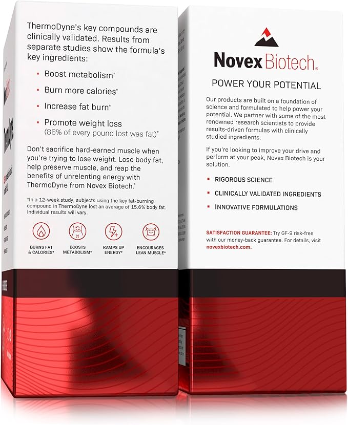 Novex Biotech ThermoDyne - Thermogenic Fat Burner – Appetite Suppressant – Metabolism Boost – Burn Calories – Energy Booster – Fat Burning Pills – Promote Lean Muscle Tone - 30-Day Supply