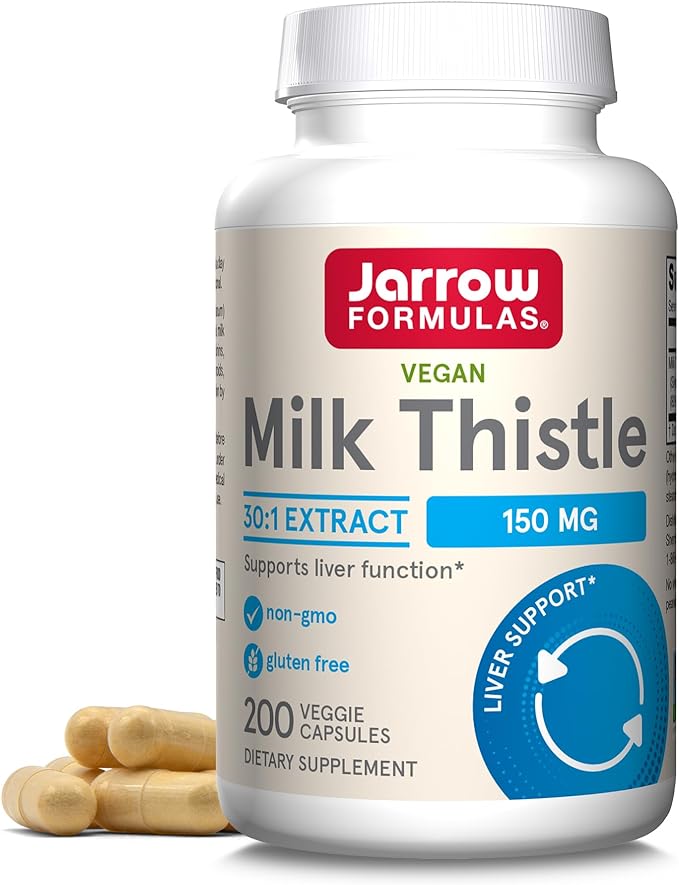 Jarrow Formulas Red Yeast Rice 1200 mg & Co-Q10 100 mg Per Serving-120 Veggie Caps-60 Servings & Heart Health-Vegan & Milk Thistle 150 mg with 30:1 Standardized Silymarin Extract