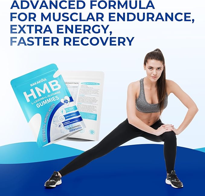 HMB and L-Leucine Gummies, HMB and Leucine Supplement Supports Muscle Fast Workout Support, HMB and Leucine Amino Acid for Men & Women, Sugar Free, Non-GMO, 240 Counts