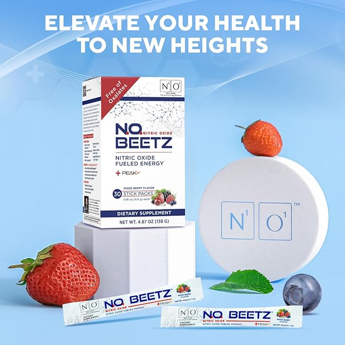 N.O. Beetz Nitric Oxide Supplement for Pre-Workout & Endurance | Beetroot, Peak ATP & Electrolytes for Energy & Hydration | Boosts Blood Flow & Muscle Recovery | No Mess, 30 Servings