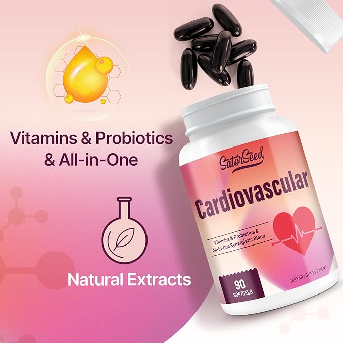 Cardiovascular Supplement 3000mg – Vitamins, Probiotics, Omega-3, and CoQ10 All-in-One Synergistic Blend for Adults – 90 Softgels