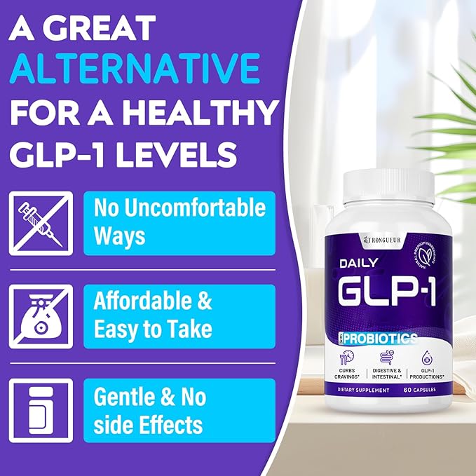 GLP-1 Supplement, 16 in 1 Natural GLP-1 Support, with Probiotic, Hops Extract & Eriocitrin, GLP1 Supplement for Women & Men, GLP1 Probiotics for Digestion, Gut & Metabolism - 30 Days Supply (60 Caps)