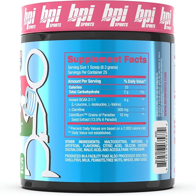 BPI Sports Best BCAA Shredded - Converts Fat to Energy - Weight Loss and Lean Muscle Support - Post-Workout Recovery - Watermelon Ice, 25 Servings, 275 g