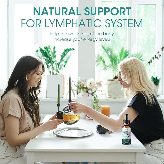 Lymphatic Drainage Drops-Vegan 11-in-1 Lymphatic Drainage Supplements-Lymph System Support with Echinacea, Cleavers,Elderberry-Detox Cleanse-Non-GMO -2 fl oz-60 Servings
