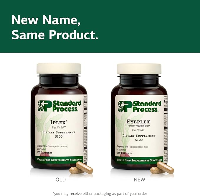 Standard Process Inc. Iplex - Whole Food Vascular Supplement, Eye Health and Eye Support with Shiitake Mushroom, Phosphoric Acid, Rice Bran, Organic Carrot, Arrowroot Flour, Alfalfa - 150 Capsules