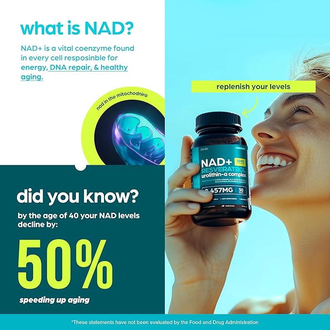 NAD Supplement 8,457 mg Extra Strength NMN Alternative Liposomal, Green Tea + Astaxanthin for Women & Men, Resveratrol, CoQ10, Alpha Lipoic Acid – Energy Anti-Aging,Cell Regeneration –30-Day