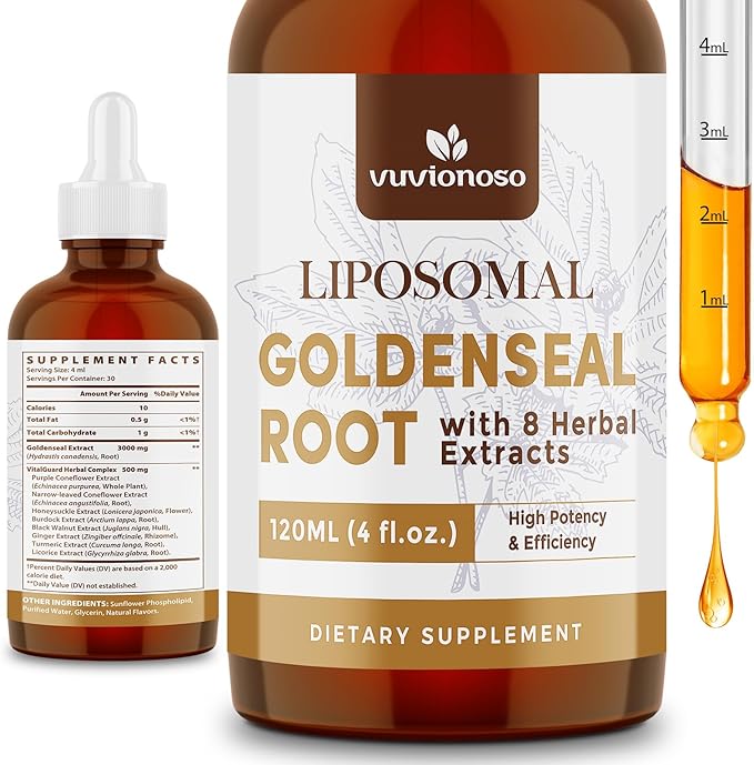 Golden Seal Tincture 3000mg - Goldenseal Root for Immune Function & Lung Care - Sugar-Free, Vegan, Fast Absorbing - Echinacea & Goldenseal Liquid Extract, 120ml (Pack of 2)