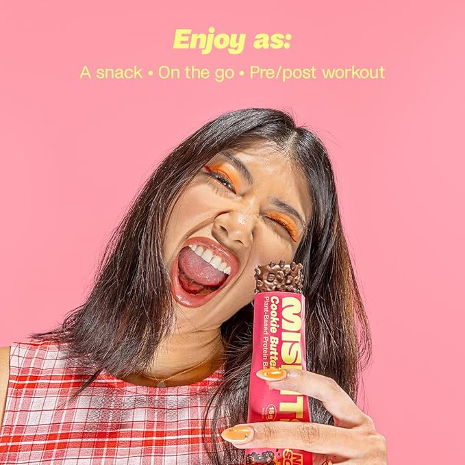 Misfits Vegan Protein Bars, Cookie Butter - Updated Recipe | Plant Based, Low Sugar & Carb, High Fiber Snacks | Pack of 15