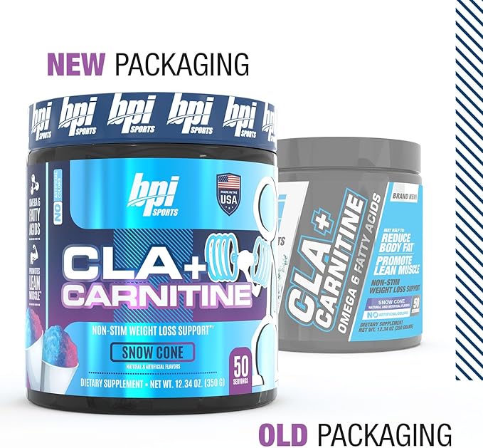 BPI Sports CLA + Carnitine – Conjugated Linoleic Acid – Performance, Lean Muscle – Caffeine Free – For Men & Women – Snow Cone – 50 servings – 12.34 oz.