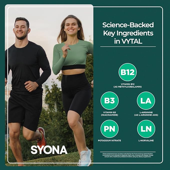 SYONA - VYTAL - Nitric Oxide Boosting Spray - Cardiovascular and Cognitive - Peppermint and Vanilla Flavor - B12, B3, L-Arginine - 14ml Pump Bottle