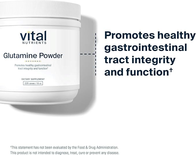 Vital Nutrients Glutamine Powder - Healthy Gastrointestinal Tract Function - Gluten, Dairy, Soy Free - Non-GMO - 225g/8 oz L-Glutamine Powder