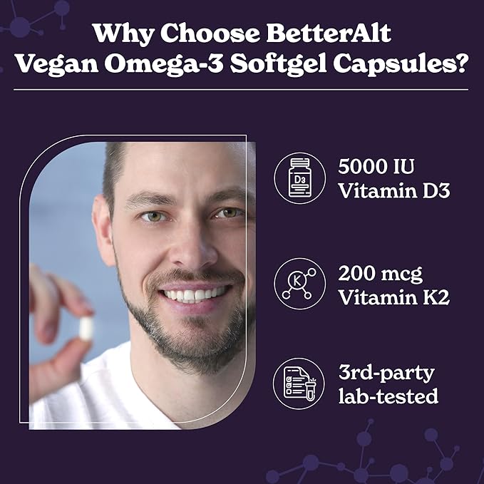 Vitamin D3 + K2 Capsules | 5000 IU Vitamin D3, 200 mcg Vitamin K2 | Helps Promote Bone Strength | 1-Month Dietary Supplement