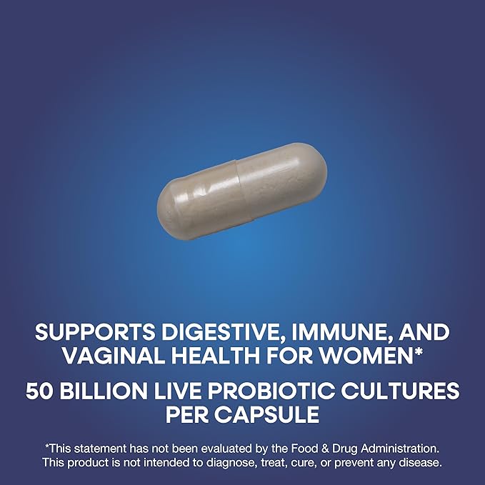 Nature's Way Women's Extra Strength** Fortify Probiotic, 50 Billion Live Cultures, Supports Digestive, Vaginal, & Immune Health*, Plant-Based Prebiotic Fiber, Non-GMO, 30 Capsules (Packaging May Vary)
