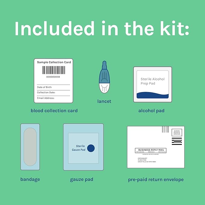 Omega Quant Omega-3 Index Plus Test Kit - Measures Blood Levels of Omega-3, Trans Fats, and Omega-6:Omega-3 Ratios | The Original Omega-3 Blood Test Home Kit
