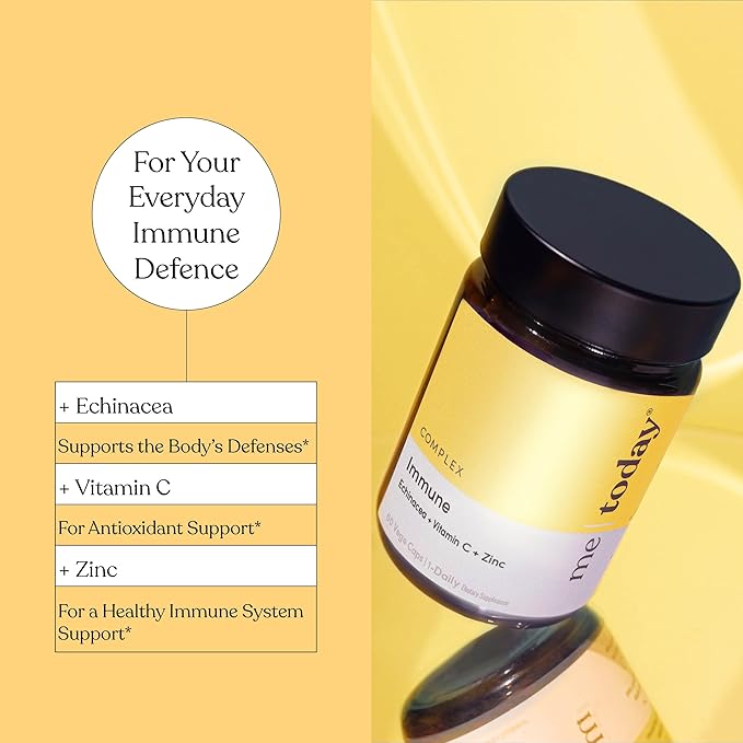 Immune Supplement for Adults, Echinacea, Vitamin C and Zinc, Immune System Support, Vegetarian, 60 Capsules