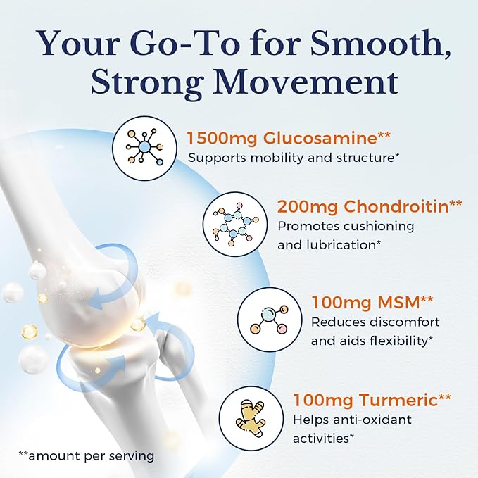 Vitalitown Glucosamine Chondroitin MSM | Triple Action+ Supplement | Turmeric, Collagen, Boswellia, Hyaluronic Acid | 12 Ingredients for Flexibility & Mobility | 240 Tablets, No Shellfish