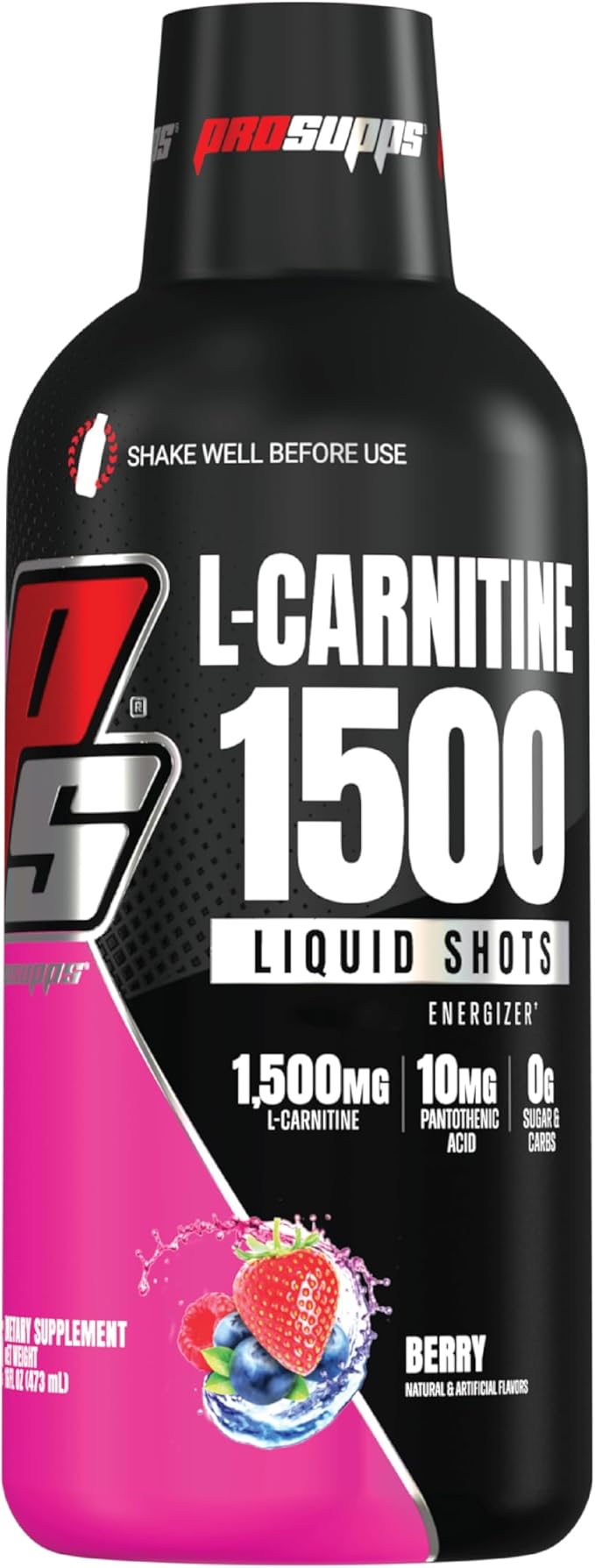 PROSUPPS L-Carnitine Liquid 1500, Stimulant-Free Liquid Shots for Men & Women - Clean Workout Drink for Energy, Performance & Muscle Recovery - No Sugar, No Carbs - 31 Servings, Berry