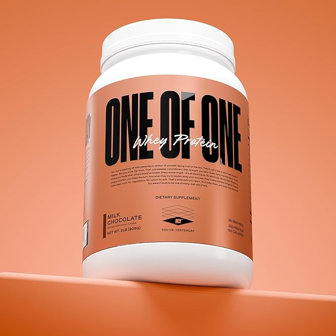 ONE OF ONE Whey Protein Powder – 25g Whey Protein Concentrate with Digestive Enzymes, Gluten Free, Low Carb, Post-Workout Recovery – Milk Chocolate Flavor, 2lb