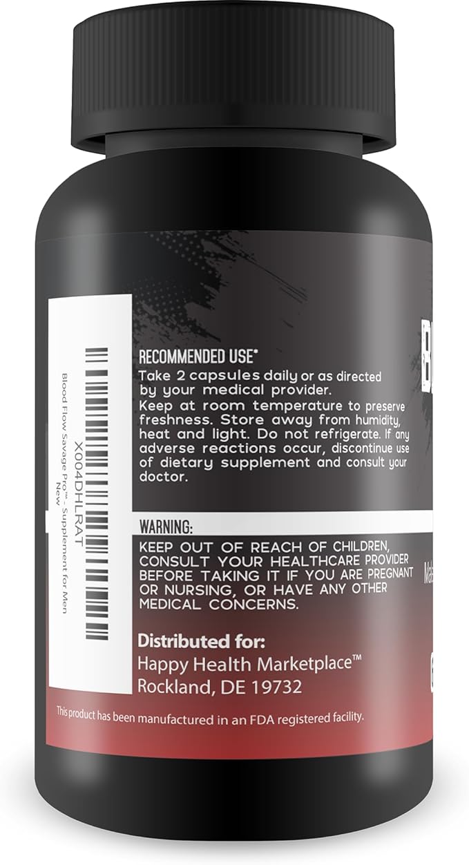 Blood Flow Savage Pro - Our Best Blood Flow Capsules - Healthy Blood Flow Natural Formula - Support Men Blood Flow Savage Grow Max Your Body Circulation - Mens Blood Flow Supplement Max Blood Flow