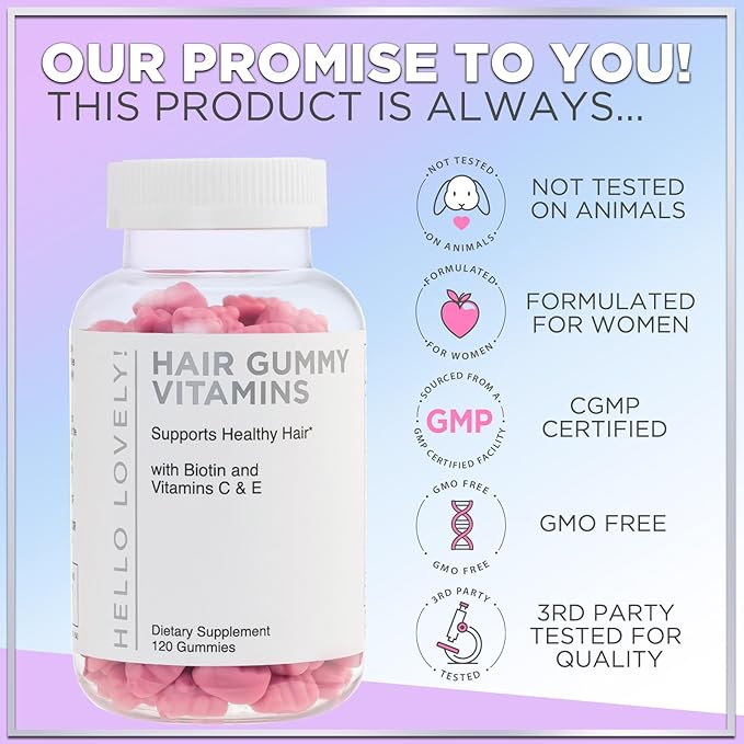 Hair Vitamins Gummies with Biotin 5000 mcg - Vitamin E, C & Zinc Support Hair Growth for Women & Men, Premium Vegetarian & Non-GMO, Stronger, Beautiful Hair, Skin & Nails Supplement - 120 Gummy Bears