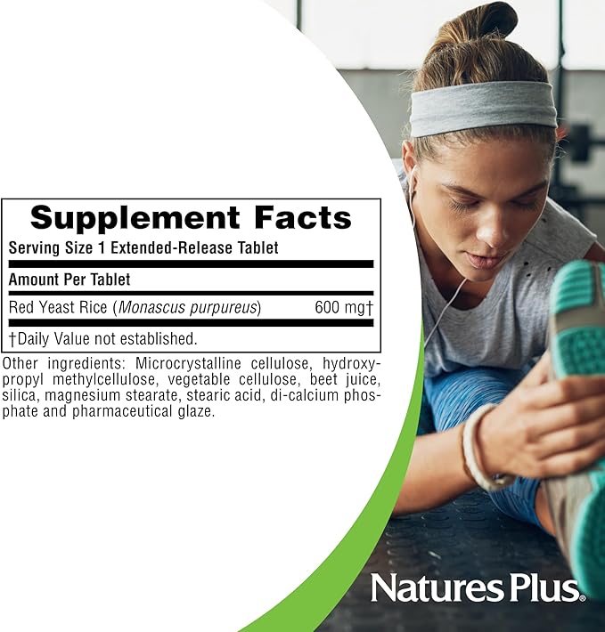 Natures Plus Herbal Actives Red Yeast Rice, Extended Release - 600mg, 30 Vegan Tablets - Herbal Supplement - Vegetarian, Gluten-Free - 30 Servings