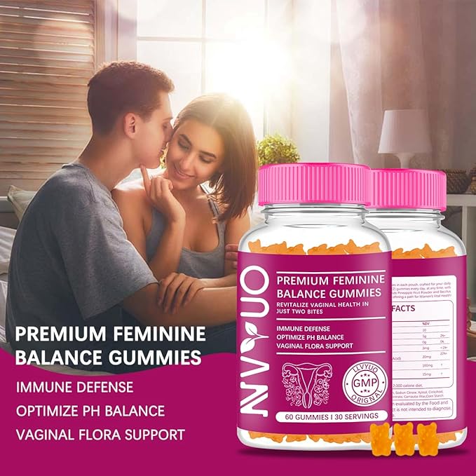 60 Feminine Vaginal Probiotics Gummies - 1 Billion CFUs Bacillus Coagulans + 100mg Pineapple Fruit Powder & Vitamin C for pH Balance, Vaginal Health, Immune Support | Vegan, Gluten-Free, USA Made