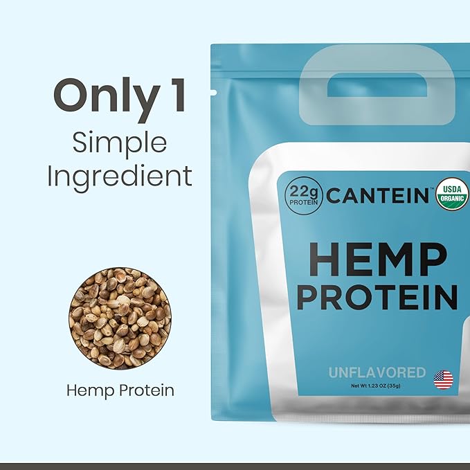 Organic Hemp Protein, Vegan Protein Powder, Plant Based Protein Powder, Non Dairy Protein, Lactose Free Natural Protein, Gluten Free- 1 Servings, Unflavored Sample