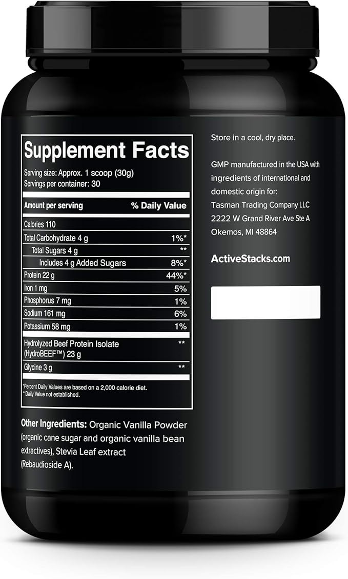 Beef Protein Powder, Vanilla - Dairy Free with Natural Collagen for Keto, Paleo, Bone Broth & Low Carb Diets, 2 Pound