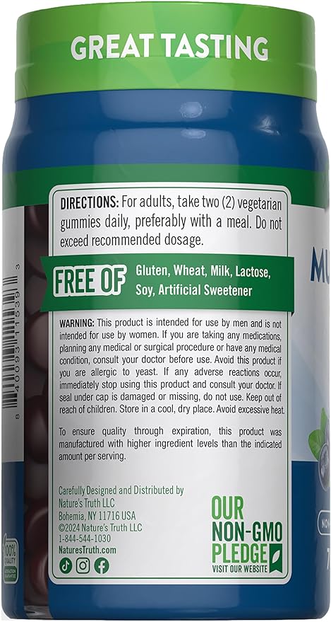 Nature's Truth Multivitamin for Men Gummies | 70 Count | Blueberry Flavor | with B12, D3, & Zinc | Vegetarian, Non-GMO, & Gluten Free Supplement