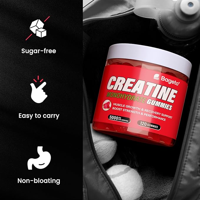 Creatine Monohydrate Gummies 5g for Men Women,Sugar Free Chewables Creatine Pre-Workout for Muscle Strength, Watermelon Flavor, 120 Count