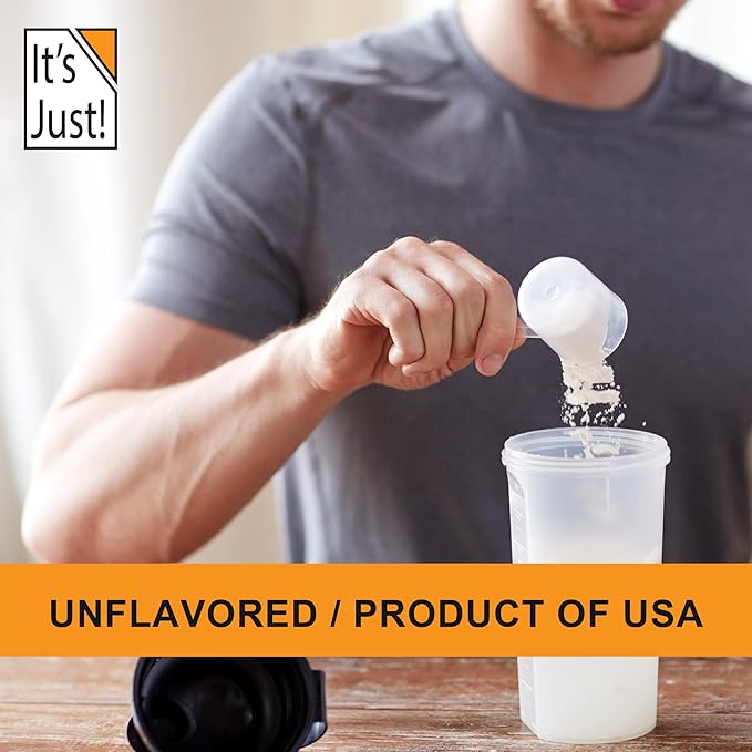 It's Just! - 100% Casein Protein Powder, Made in USA, One Ingredient, Slow Burning, Time Release, 6.9g BCAAs, 1g Carb, Non-GMO (Unflavored, 3lbs/48oz)