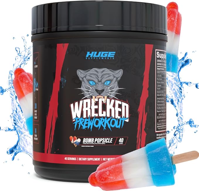 Wrecked Pre Workout Powder, Advanced Formula, Boosts Energy, Focus, Pumps & Performance, 10g L-Citrulline, 6.4g Beta Alanine, 5g Tyrosine, 1g Alpha GPC, 375mg Fast-Acting Caffeine & More (40 Servings)