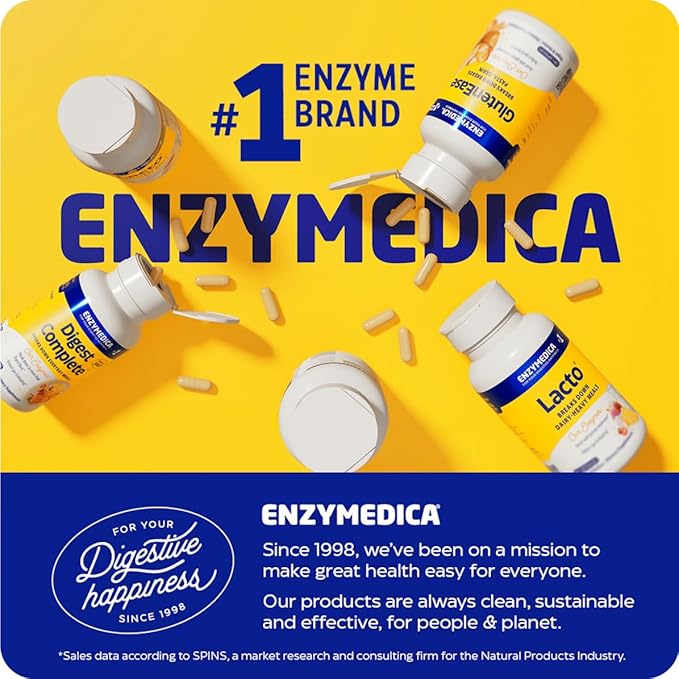 Enzymedica Lypo Gold, Digestive Enzymes for Fat Digestion, Offers Fast Acting Gas & Bloating Relief, 120 Count
