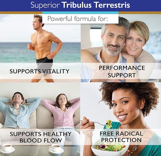 Superior Labs - Tribulus Terrestris - Performance Support & Cortisol Blocker with 45% Saponins, High Potency & Pure 1500mg Dosage, 180 Vegetable Caps - Supports Vitality - with Added BioPerine®