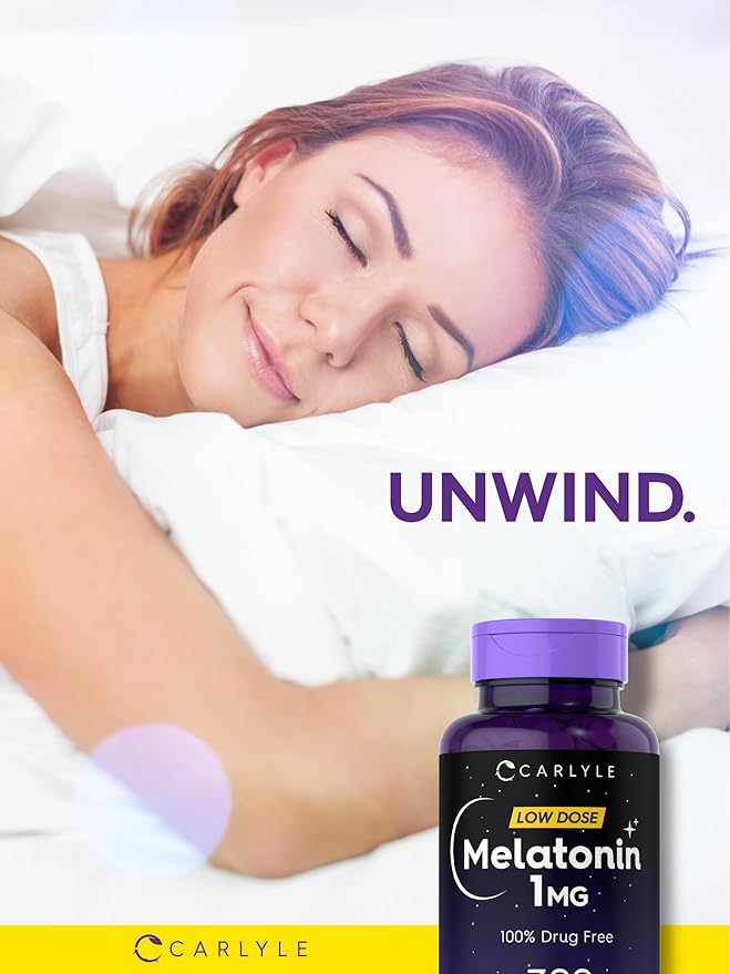 Carlyle Melatonin 1 mg | 300 Low Dose Tablets | Drug Free Aid | Vegetarian, Non-GMO, Gluten Free