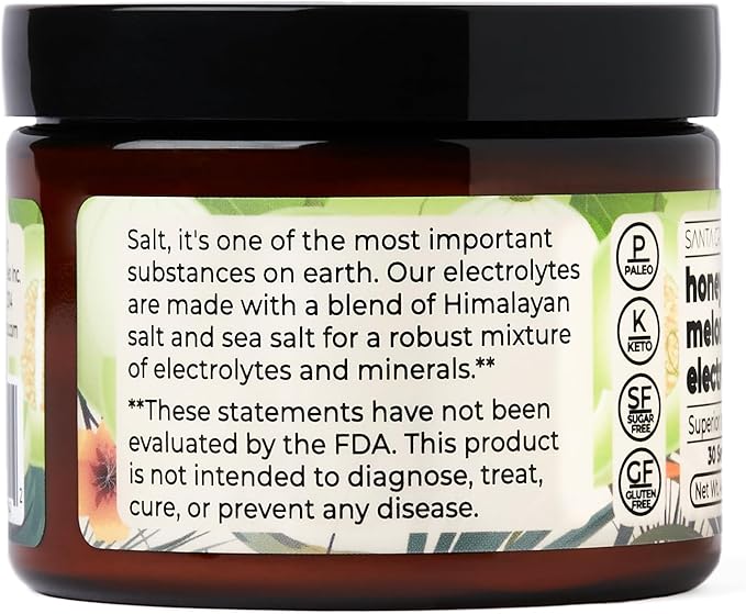 Santa Cruz Paleo Electrolyte Powder Honeydew Melon with Himalayan & Sea Salt, Magnesium, Potassium, Sugar-Free, 30 Servings