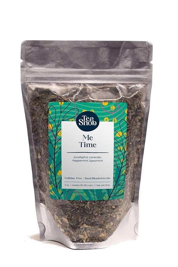 Tea Snob's Blend, ME TIME, spearmint, peppermint, lavender, eucalyptus, 2oz loose leaf tea, hot or iced, caffeine free, makes 25-30 cups