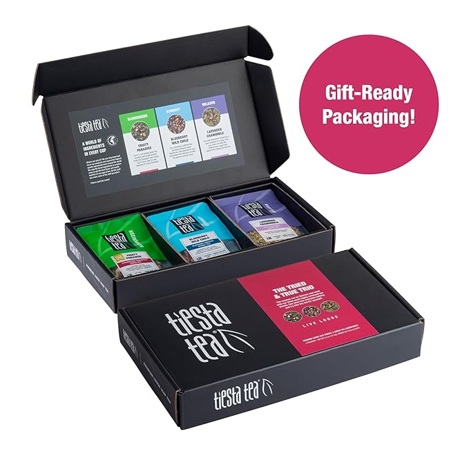 Tiesta Tea - Tiesta's Top Loose Leaf Father’s Day Tea Gift Set Sampler | Medium Caffeinated | Hot & Iced Ready | Assorted Green, Herbal, Fruity & Lavender Blends | 3 Pouches