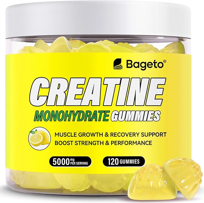 Creatine Monohydrate Gummies 5g for Men Women,Sugar Free Chewables Creatine Pre-Workout for Muscle Strength, Lemon Flavor, 120 Count