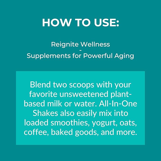 Reignite Wellness by JJ Virgin | Vanilla Plant-Based All-in-One Shake | Plant Protein Powder, Vitamins, Minerals, Greens & Aminos | 22g of Chia, Chlorella & Pea Protein Shake | 30 Servings