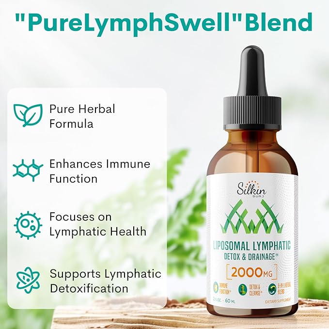 Liposomal Lymphatic Drainage Drops - Immune and Lymphatic Support - Detox Cleanse Supplements - Lymphedema Relief - PureLymphSwell Blend,Echinacea & Dandelion - 2 fl oz,60 Servings