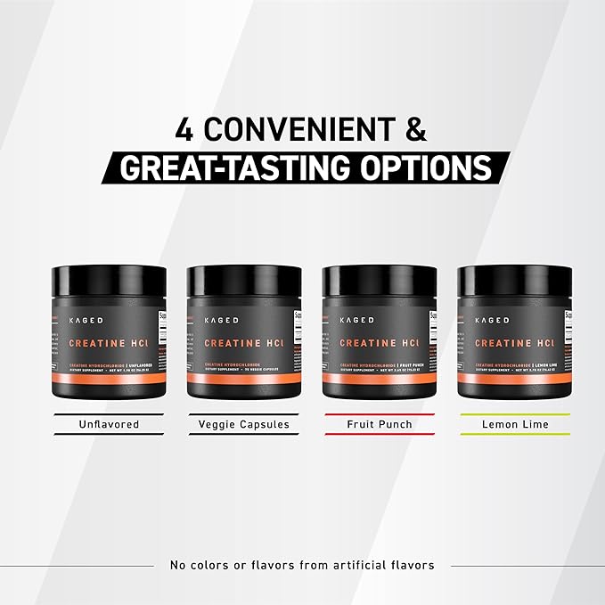Kaged Creatine HCl Powder, Lemon Lime, Muscle Building and Recovery Supplement, Patented Formula, Highly Soluble Powder, 75 Servings
