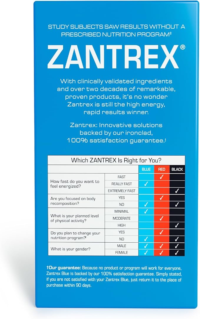 Zantrex Blue Energy & Thermogenesis Boost Energy | Weight Management Supplement for Appetite Control, Increased Calorie Burn and Supports GLP-1 Levels | 60 Capsules