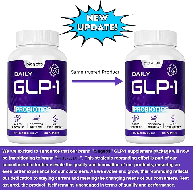 GLP-1 Supplement, 16 in 1 Natural GLP-1 Support, with Probiotic, Hops Extract & Eriocitrin, GLP1 Supplement for Women & Men, GLP1 Probiotics for Digestion, Gut & Metabolism - 30 Days Supply (60 Caps)