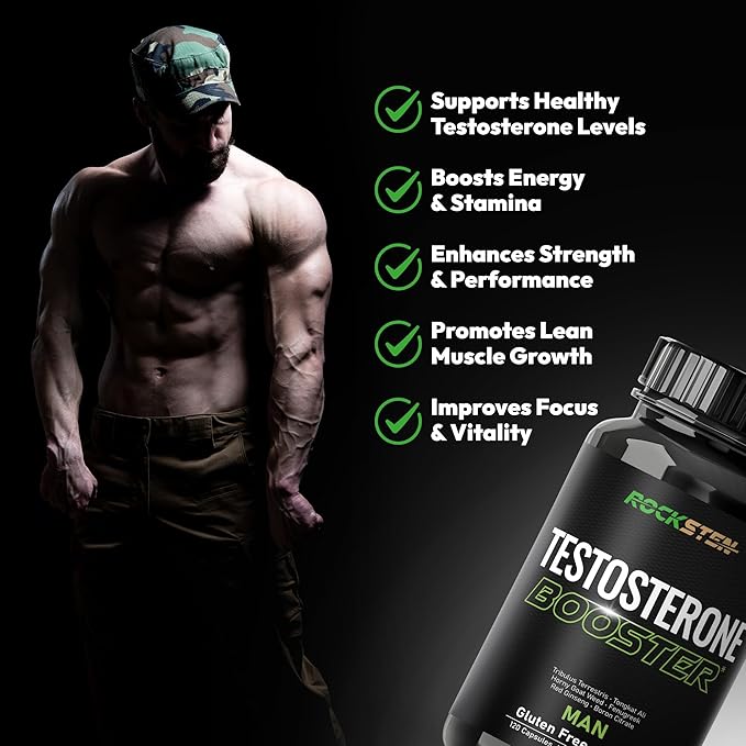 Testosterone Booster Men Supplement - Male Enhancing Support with Tribulus Terrestris Tongkat Ali Fenugreek - Stamina Energy Test Boost Capsules for Muscle Growth Body Building Workout