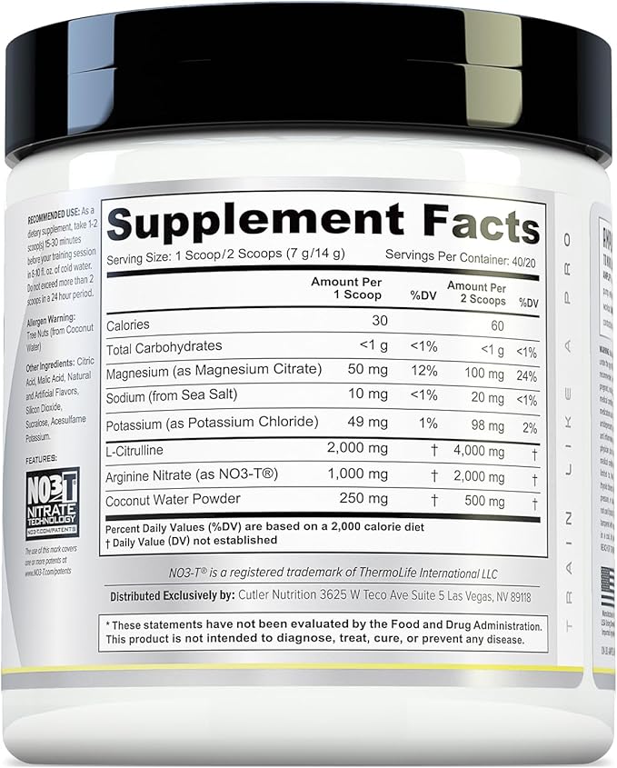 Cutler Nutrition Amplify Pump Pre Workout Caffeine Free Nitric Oxide Booster containing Arginine and Citrulline Pre-Workout for Maximum Pumps Sour Lemonade Flavor