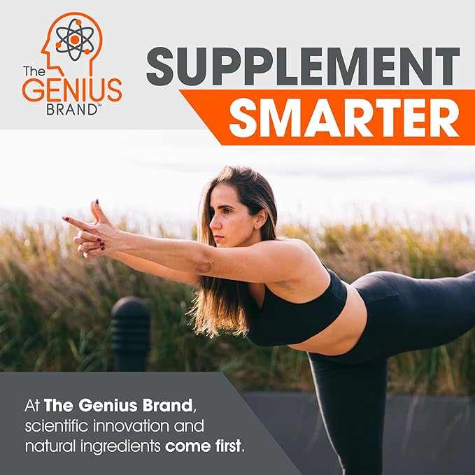 Genius BCAA Powder - 5g Vegan BCAAs L-Glutamine, Cognizin & Rhodiola Muscle Recovery Energy Support 100mg Caffeine Pre, Intra, Post-Workout Nootropic Supplement for Focus & Performance - Orange