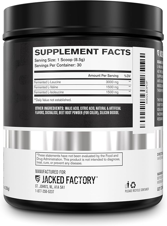 Jacked Factory Nitrosurge Pre-Workout in Grape & BCAA in Fruit Punch for Muscle Building and Recovery