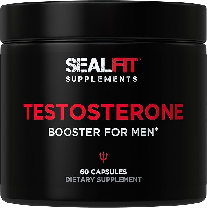 SEALFIT Testosterone Booster for Men. 5-in-1 Supplement with Boron, Tongkat Ali, Fadogia Agrestis, Stinging Nettle Root, and Saw Palmetto. for Energy Boost, Strength, & Muscle Recovery. 60 Capsules
