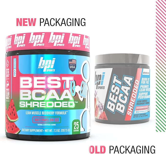 BPI Sports Best BCAA Shredded - Converts Fat to Energy - Weight Loss and Lean Muscle Support - Post-Workout Recovery - Watermelon Ice, 25 Servings, 275 g